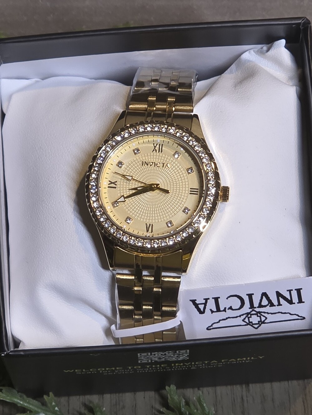 Invicta Women's Gold Crystal Accent Bracelet Watch